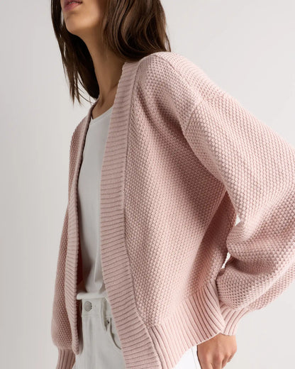 100% Organic Cotton Waffle Stitch Open Cardigan