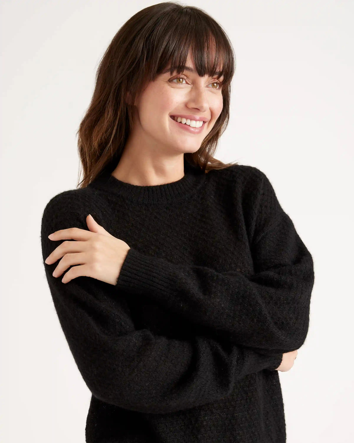 Baby Alpaca-Wool Diamond Stitch Crew