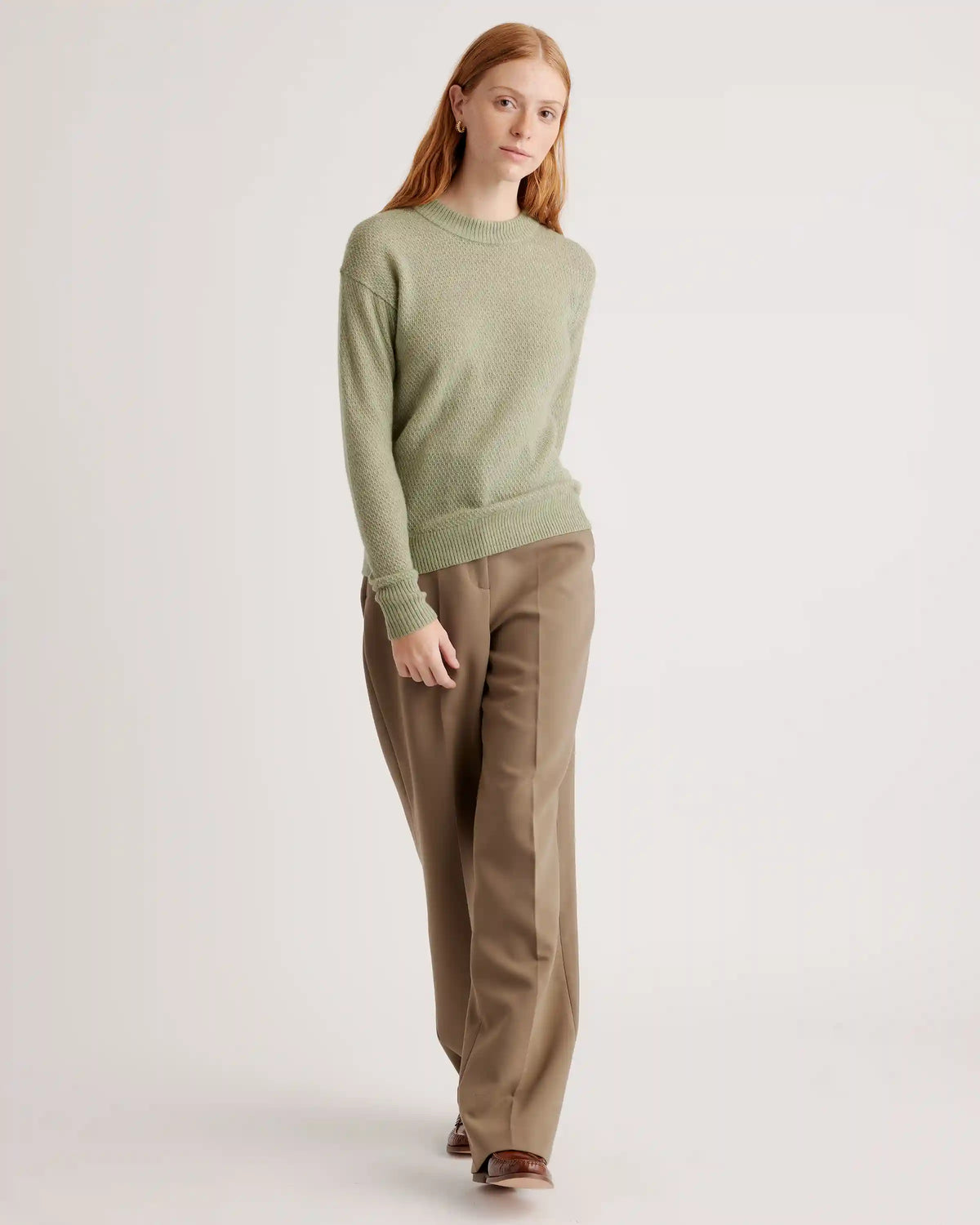 Baby Alpaca-Wool Diamond Stitch Crew
