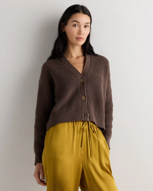 100% Organic Cotton Fisherman Boxy Cropped Cardigan