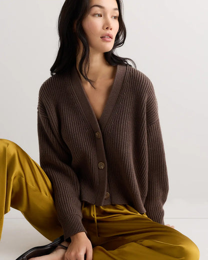 100% Organic Cotton Fisherman Boxy Cropped Cardigan
