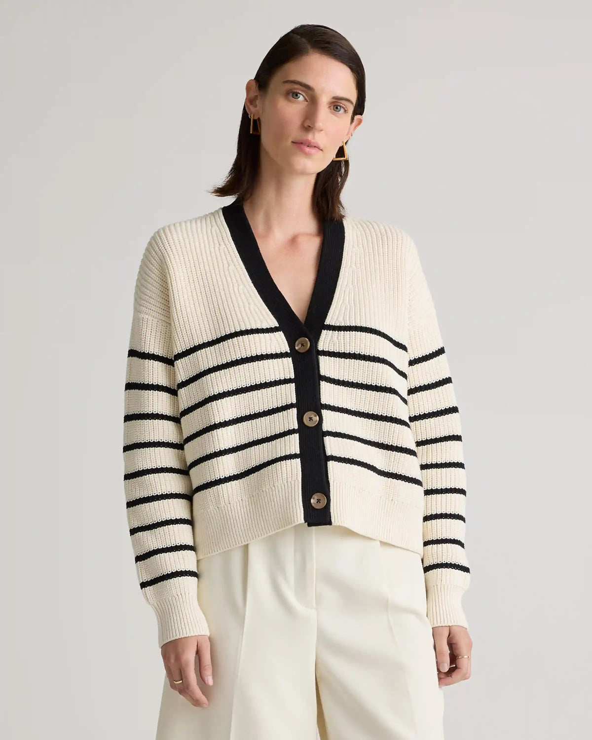 100% Organic Cotton Fisherman Boxy Cropped Cardigan