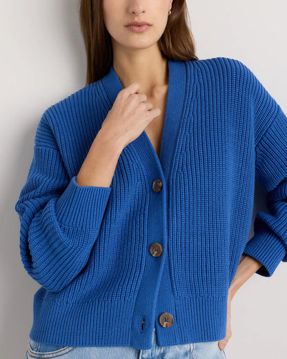 100% Organic Cotton Fisherman Boxy Cropped Cardigan
