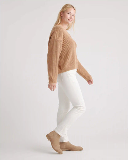 100% Organic Cotton Fisherman V-Neck Sweater