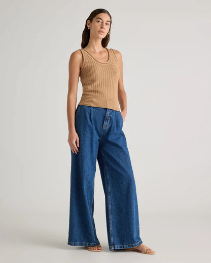 100% Organic Cotton Waffle Cropped Sweater Tank