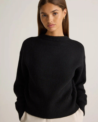 100% Yak Wool Pointelle Detail Relaxed Crew