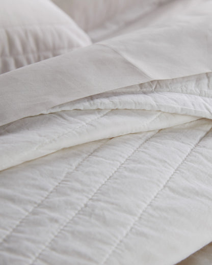 Organic Cotton Stripe Stitch Quilt Set - Twin / White
