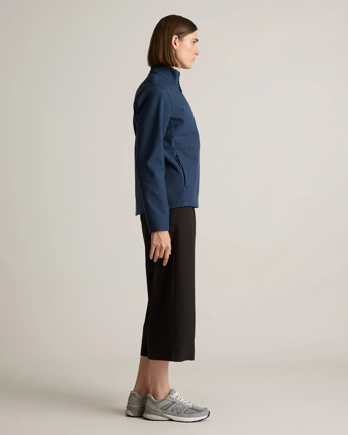 Softshell Fleece-Lined Full-Zip Jacket - XS / Heather Deep Navy