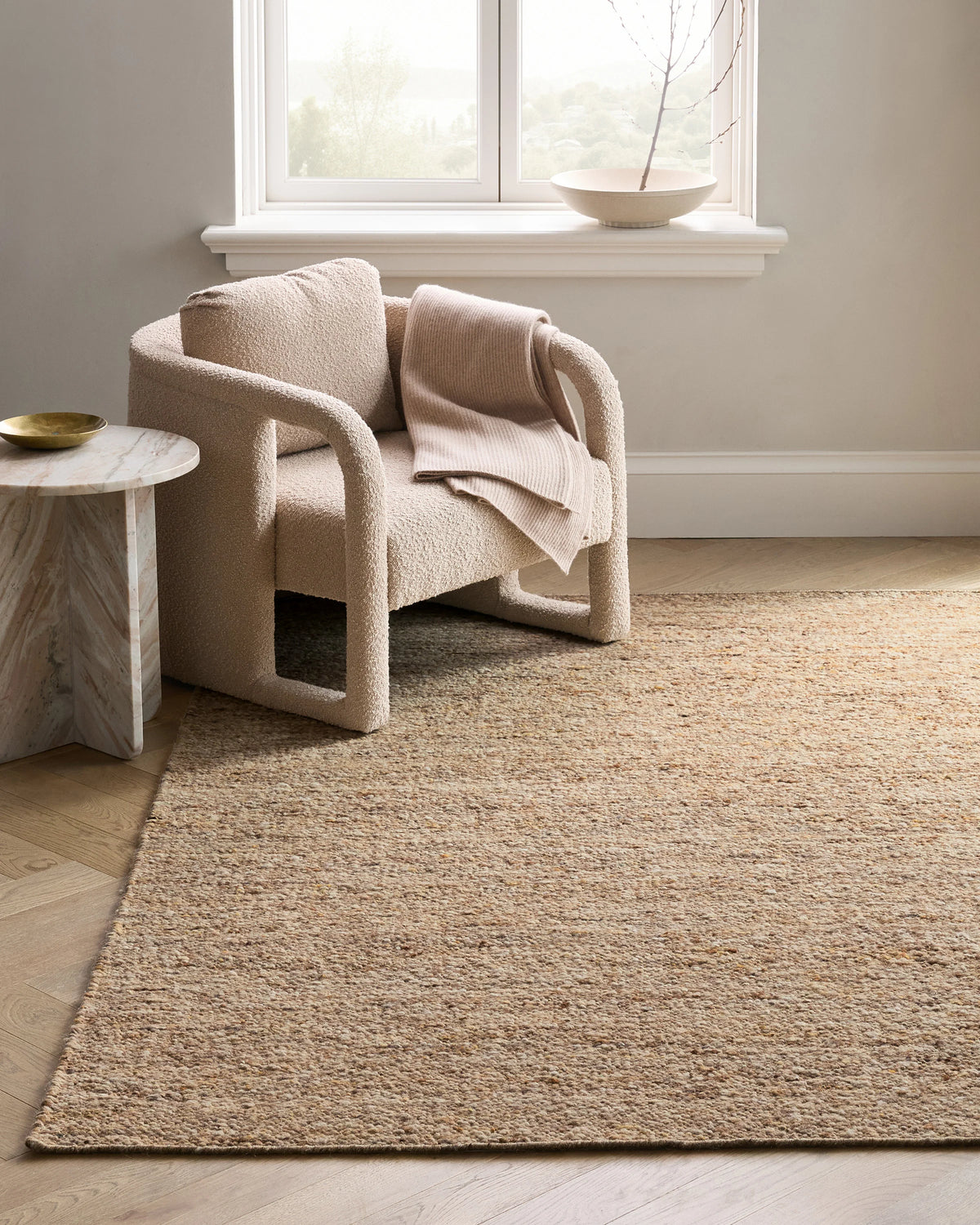 Liam Handwoven Wool Boucle Rug - 5' x 8' / Brown