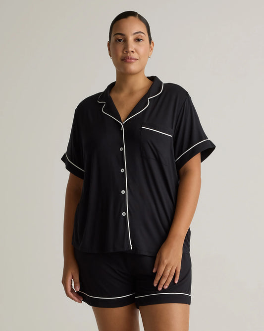 Bamboo Jersey Short Sleeve Pajama Set - XS / True Black