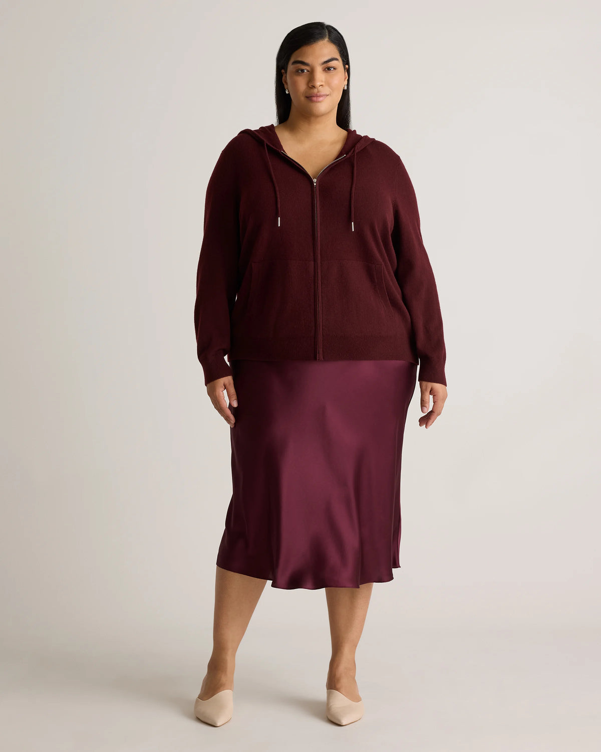 Mongolian Cashmere Full-Zip Hoodie - 1X / True Navy