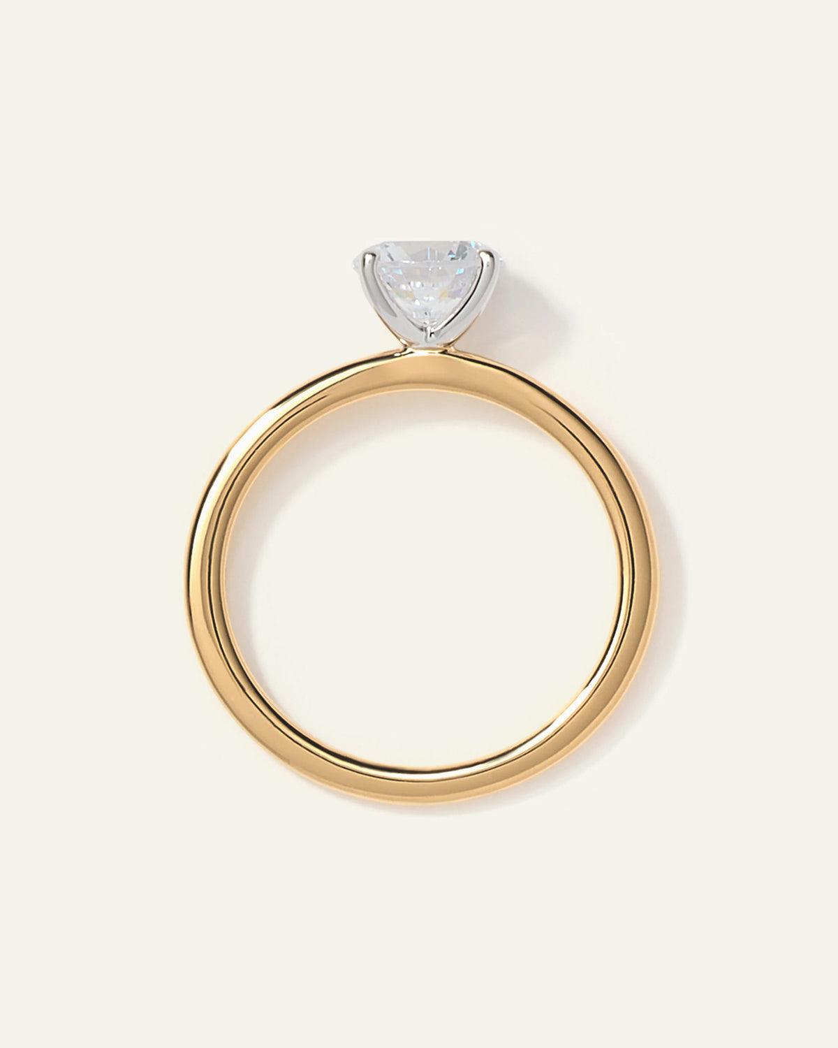 Lab Grown Diamond Round Petite Classic Engagement Ring - 4 / Yellow Gold