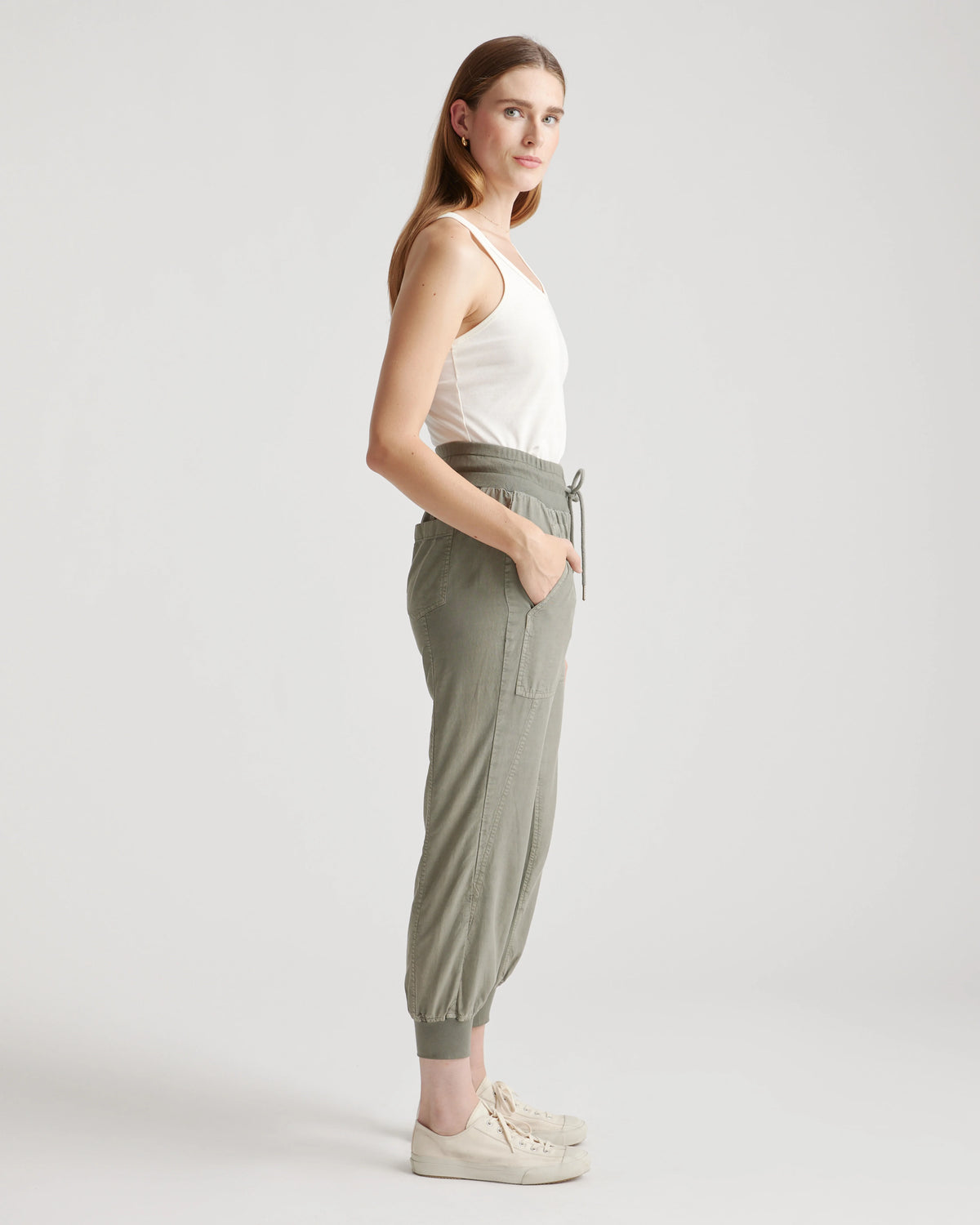 Vintage Wash Tencel Utility Jogger - XS / Olive
