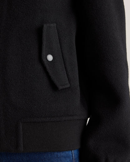 Double-Faced Merino Wool Bomber Jacket - XS / Black