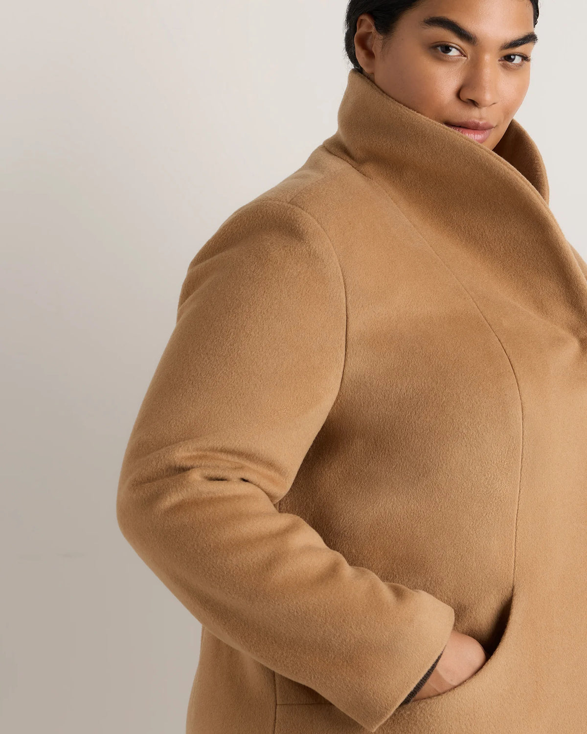 Wool Cashmere Cocoon Coat - 1X / Caramel