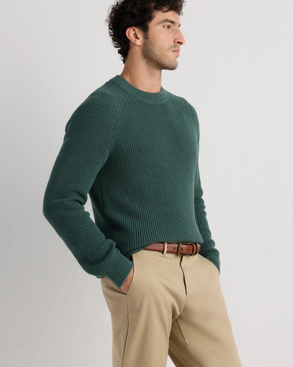 100% Organic Cotton Ribbed Crewneck Sweater - XS / Bahia Blue