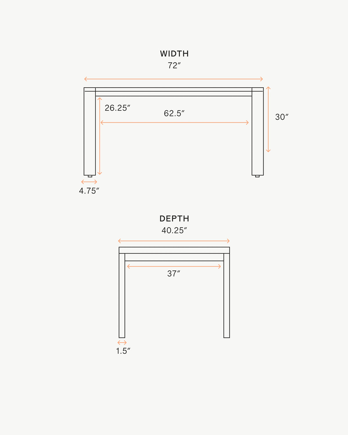 Linear Solid Teak Outdoor Dining Table - 72" / Natural Teak
