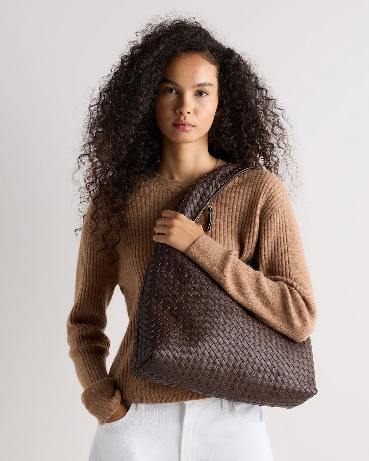 Elodie Handwoven Shoulder Bag - One Size / Black