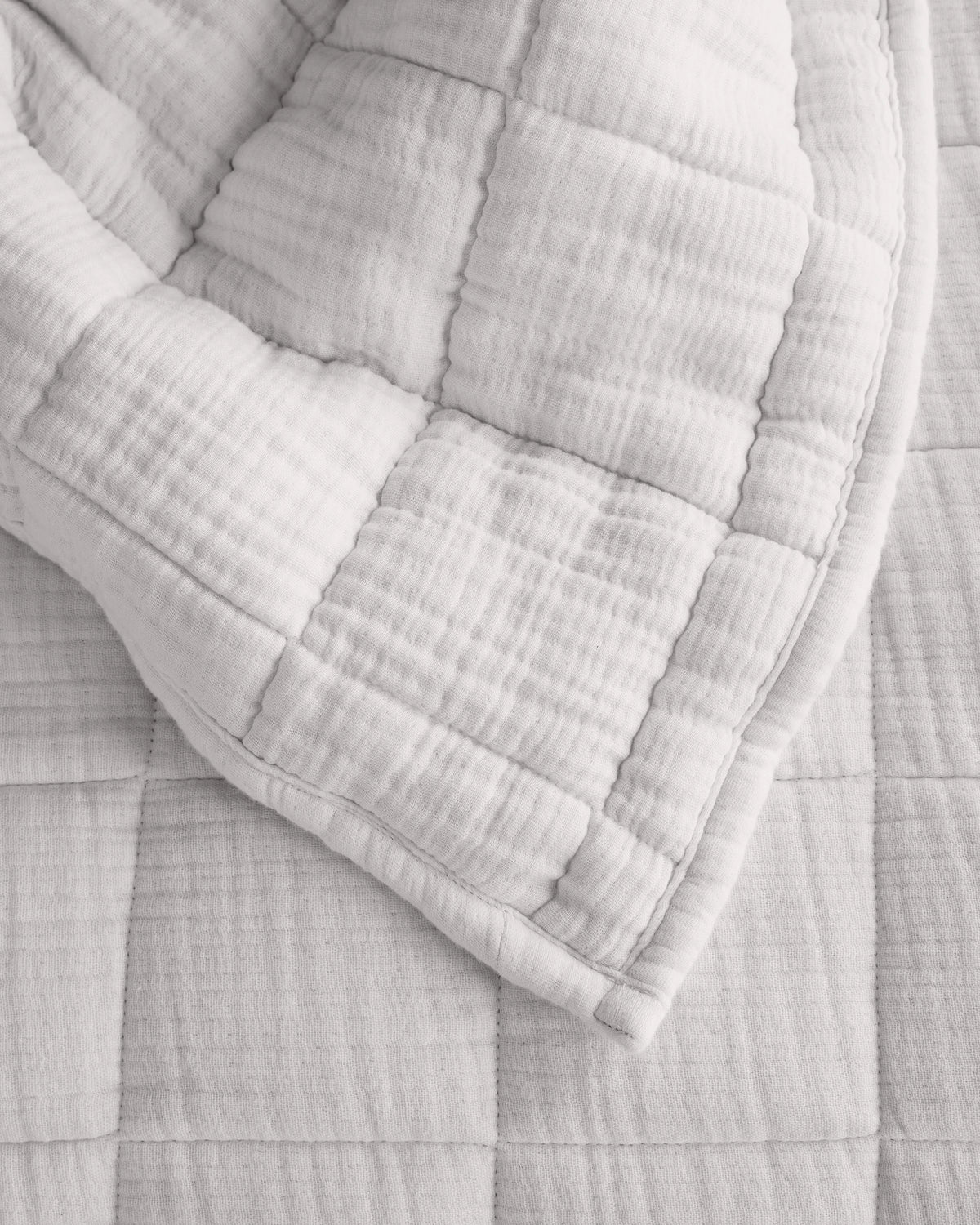 Organic Cotton Gauze Box Quilt - Twin / Mineral