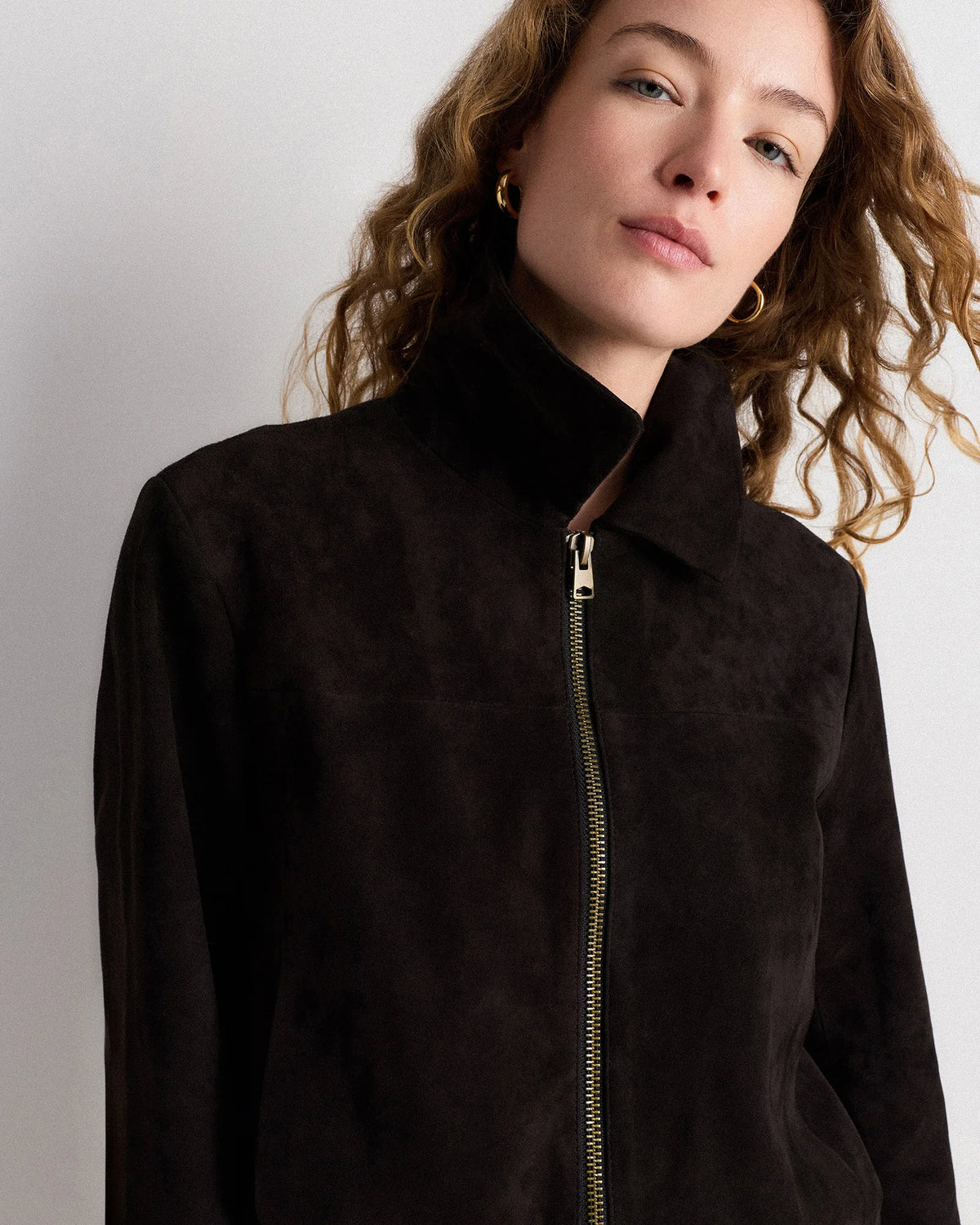 100% Suede Cropped Zip-Front Jacket - XS / Light Sand Beige