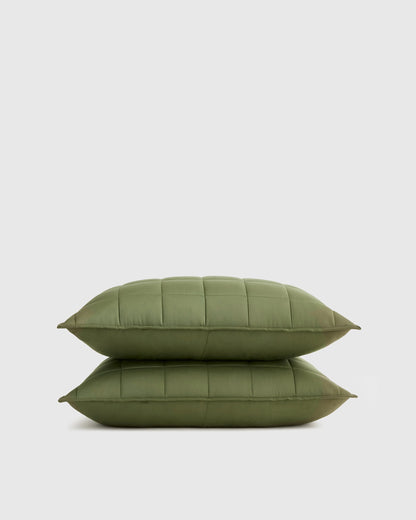 Bamboo Box Quilted Sham Set - Standard / Sage