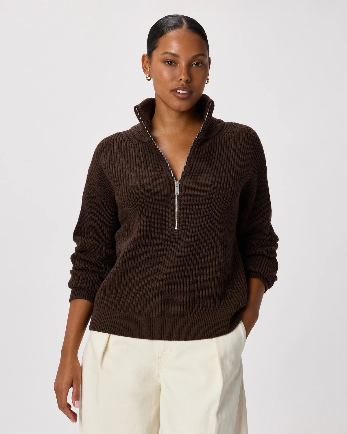 Australian Merino Wool Half Zip Sweater - XS / Heather Grey