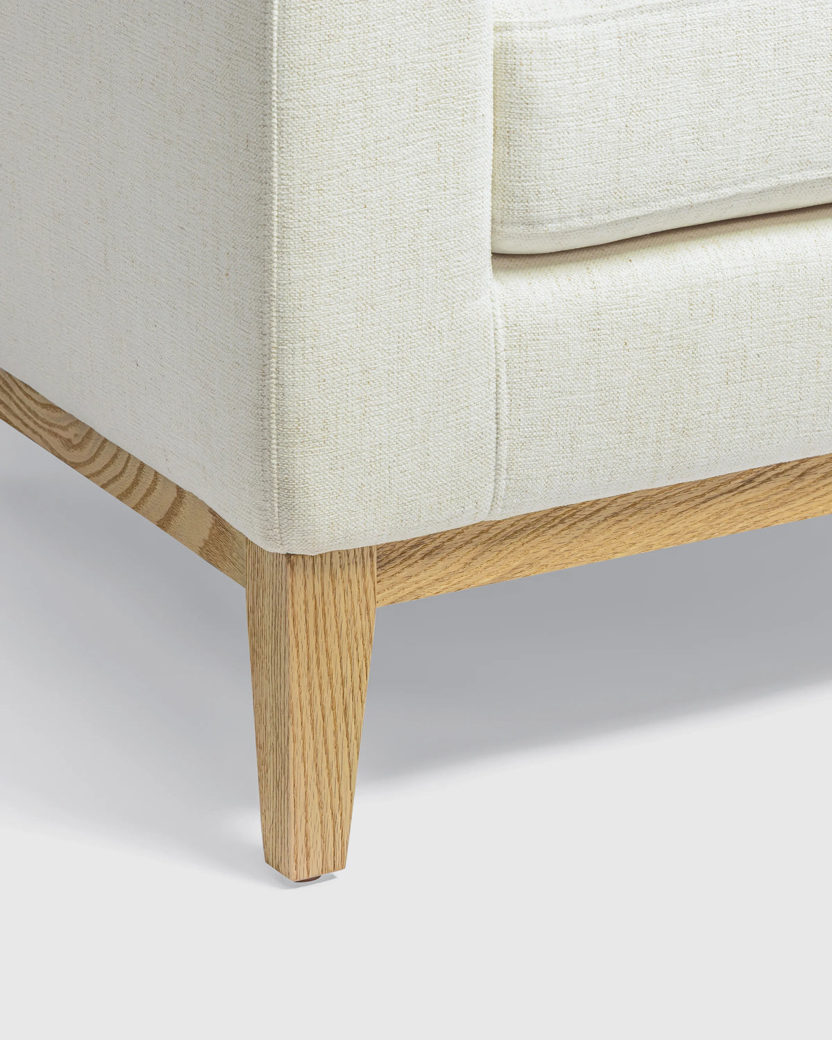 Performance Chenille Linen Blend Accent Chair with Solid Oak Base - One Size / Snow