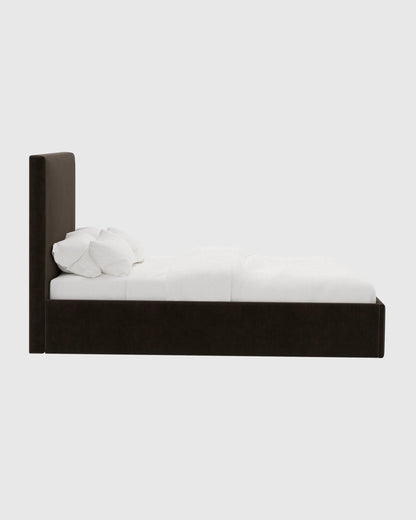 Square Bed in Performance Velvet - Full / Butterscotch