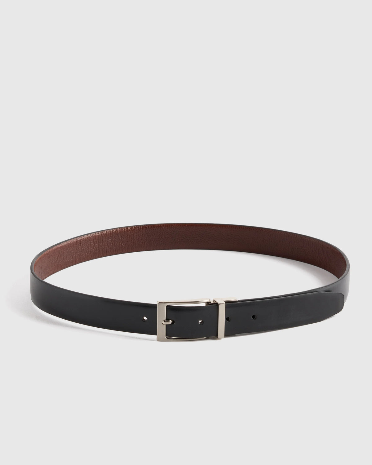 Owen Calfskin Leather Reversible Dress Belt - 30 / Black/Black