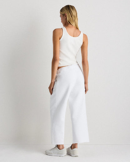 Organic French Terry Cropped Wide Leg Pants - XS / Ruby Red
