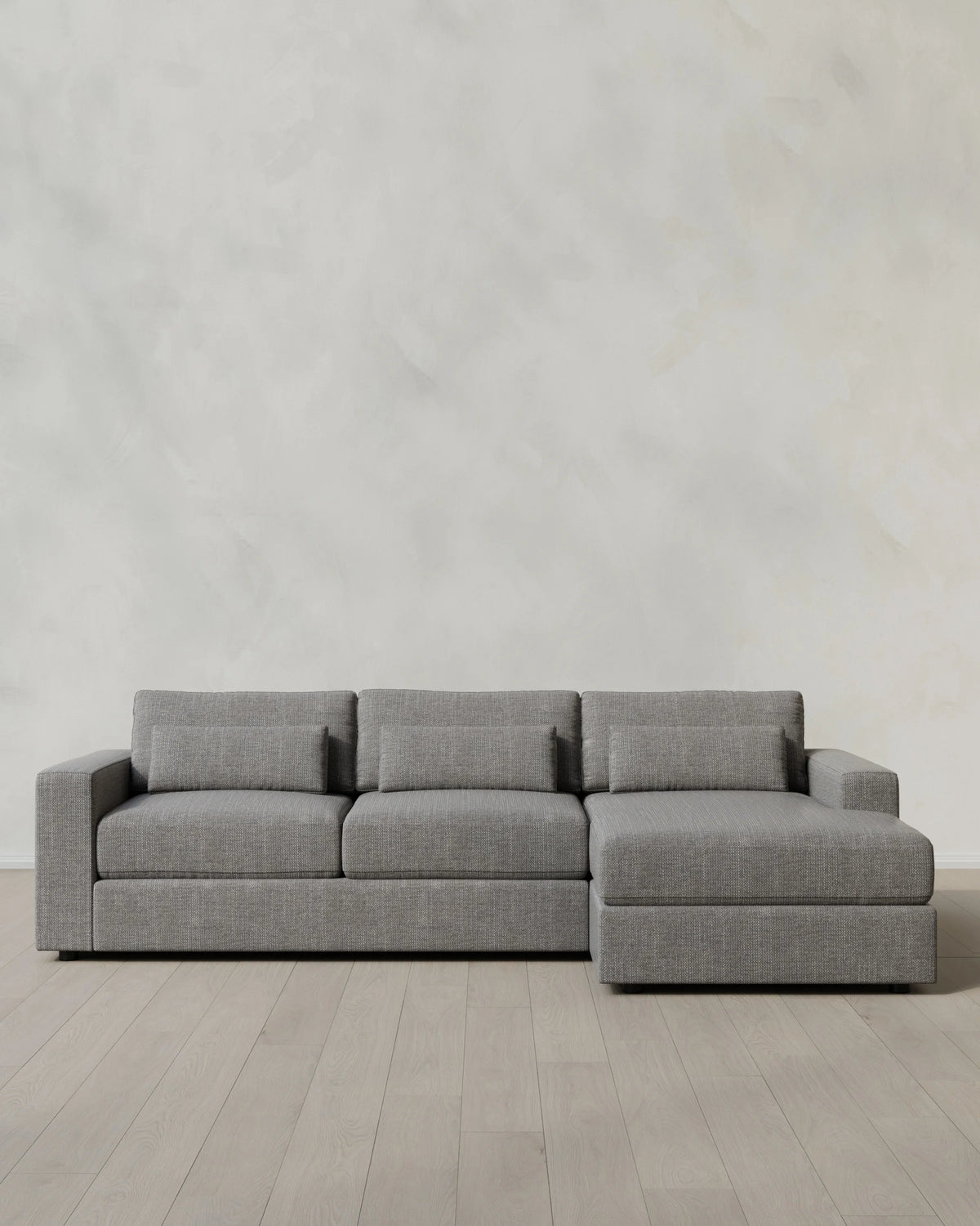 Ashford Deep Seat Chaise Sectional in Performance Chenille Linen Blend - 119" Right Arm / Ink