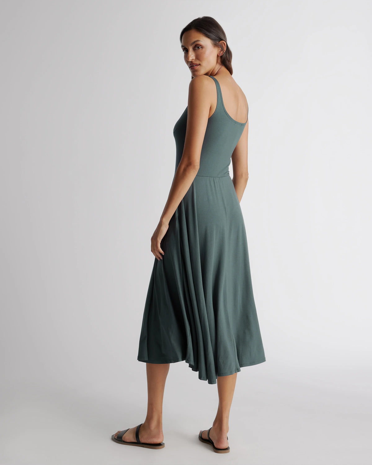 Tencel Jersey Fit & Flare Dress - XS / Dark Olive