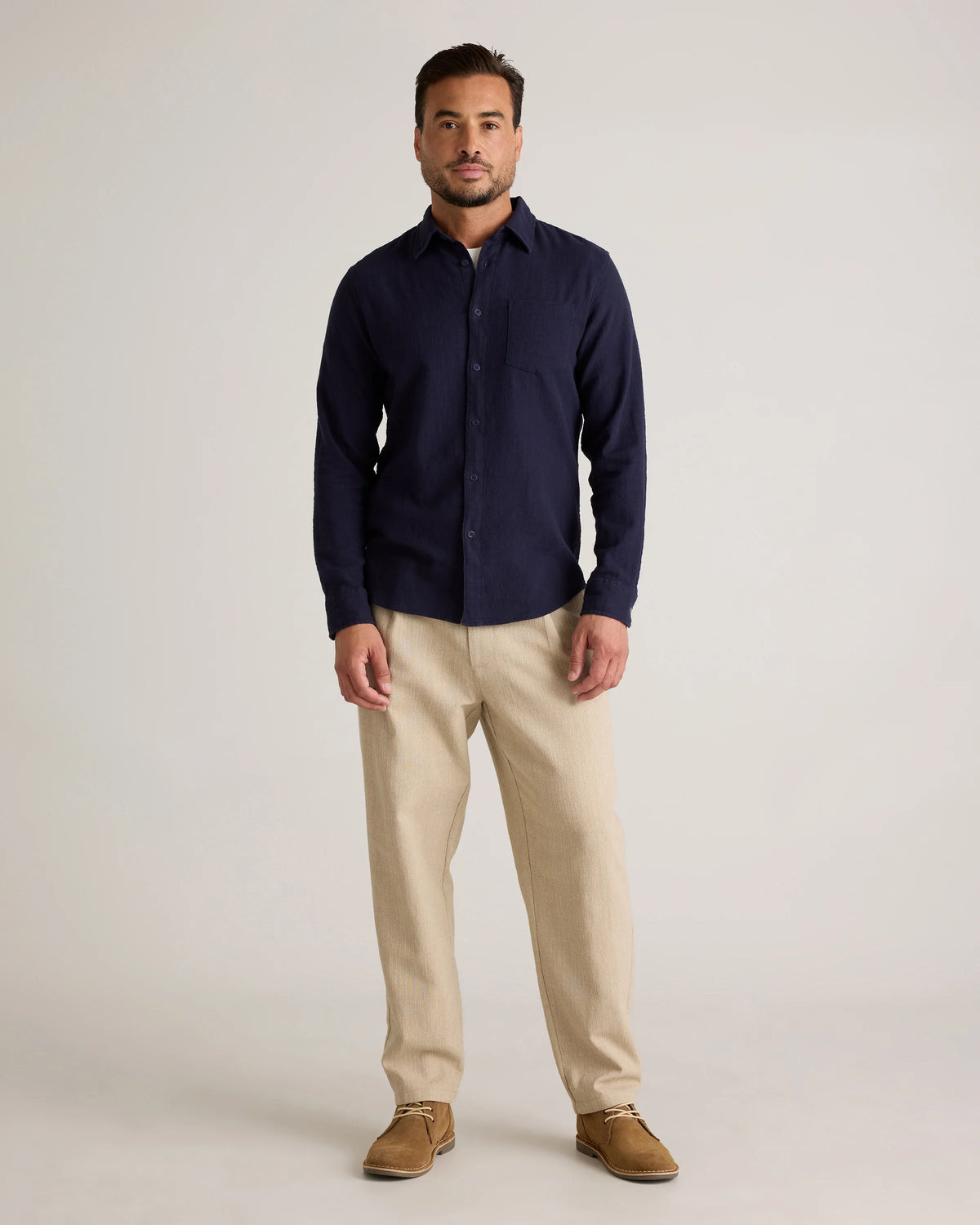 Organic Cotton Stretch Selvage Shirt - S / Mini Blue Stripe