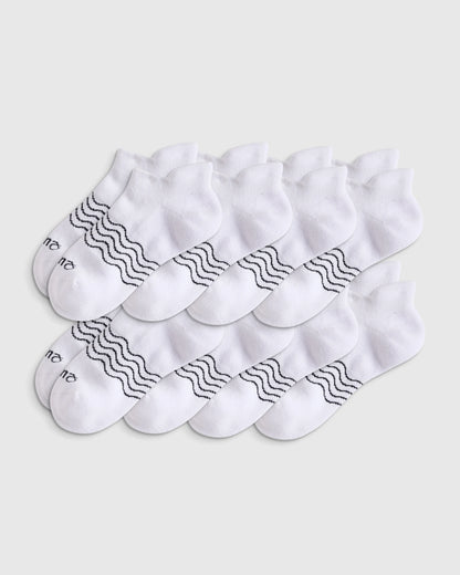Kids Organic Cotton Ankle Socks 8-Pack - S / Blue/White Multi
