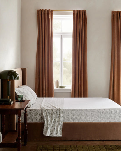 Organic Crisp Percale Floral Deluxe Bedding Bundle - Twin / Toffee Florette