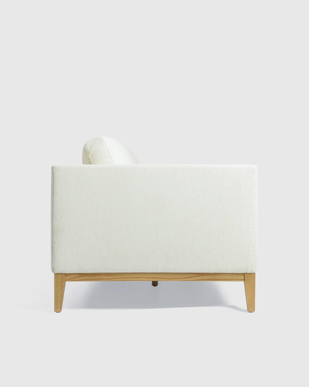 Performance Chenille Linen Blend Sofa with Solid Oak Base - 7ft / Snow