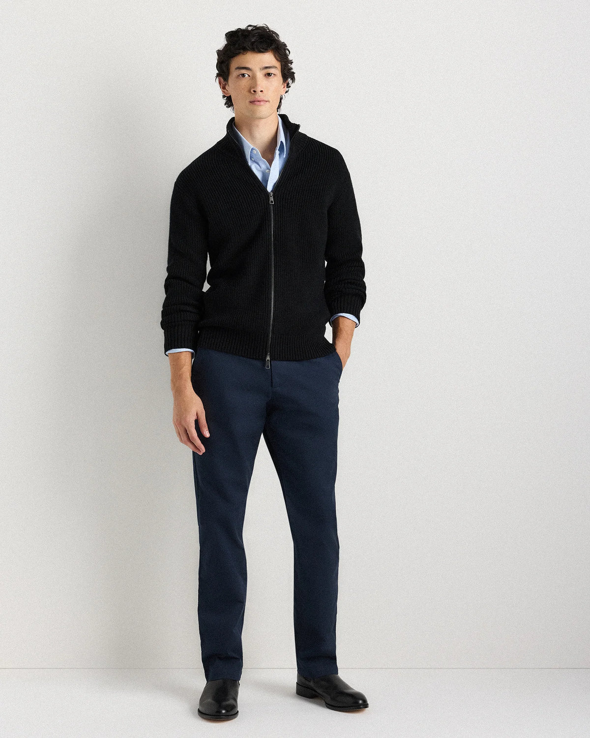 Australian Merino Wool Full Zip Sweater - S / Heather Bone