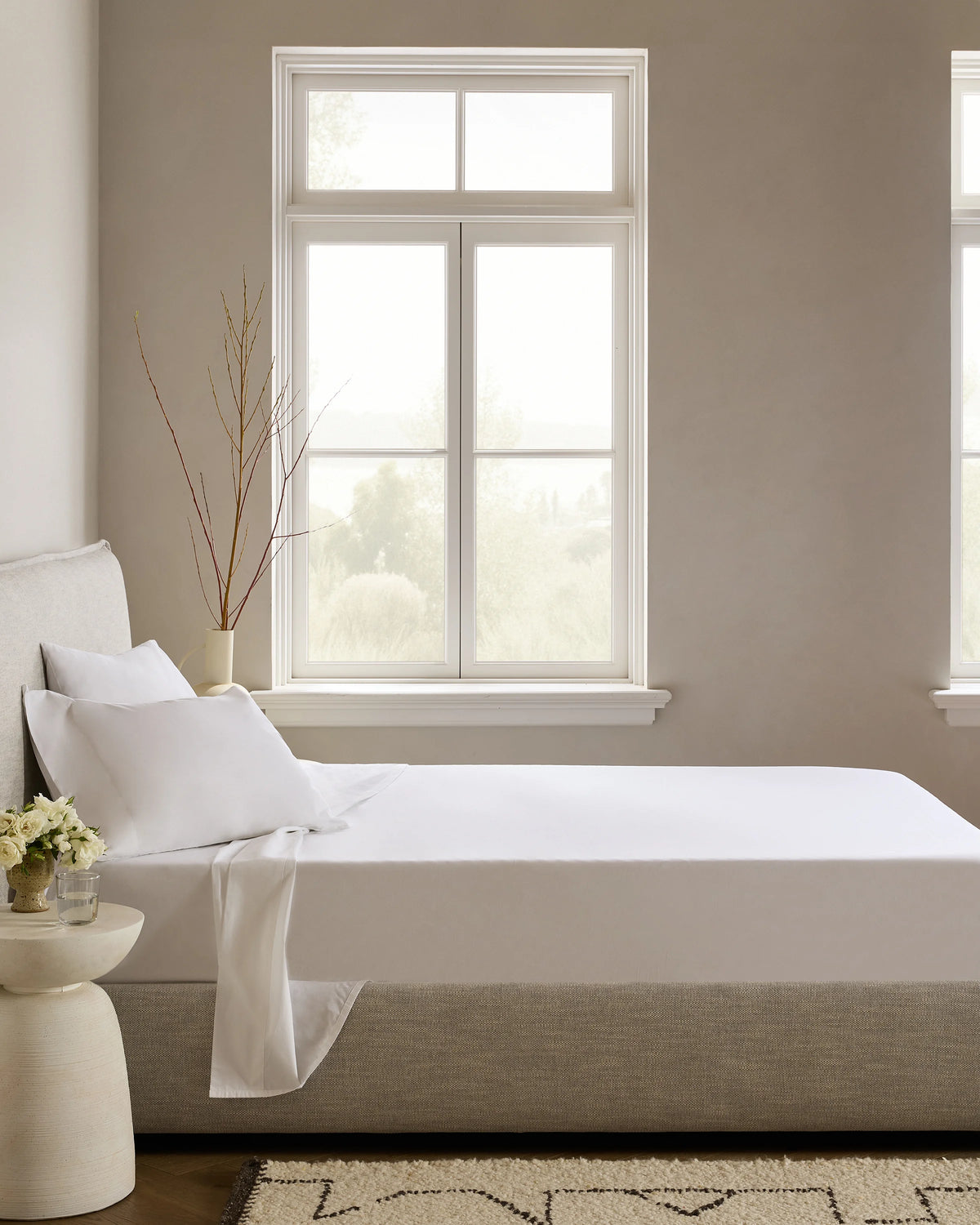 Organic Crisp Percale Deluxe Bedding Bundle - Twin / White