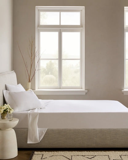 Organic Crisp Percale Deluxe Bedding Bundle - Twin / White