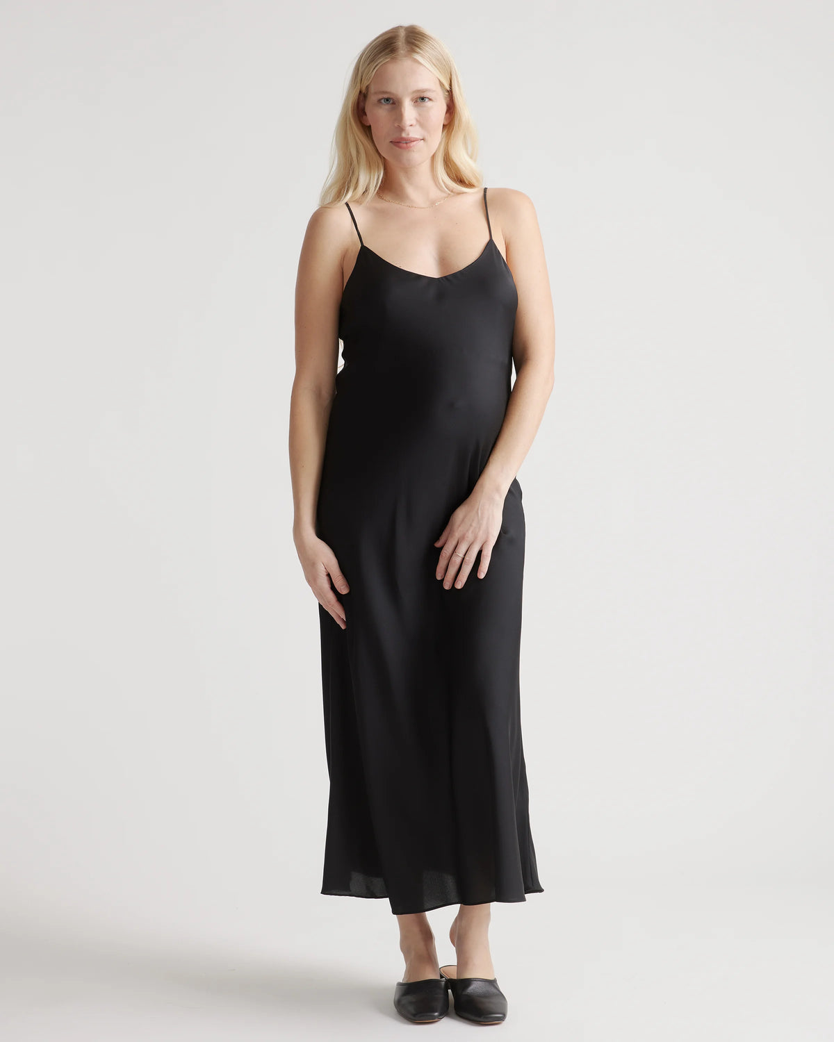 Washable Stretch Silk Maternity Slip Dress - XS / Moonstone Blue Heirloom Floral