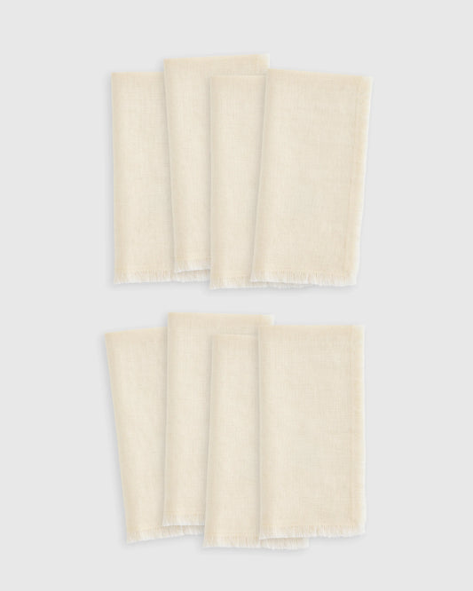 European Linen Fringe Napkins (Set of 8) - One Size / Natural