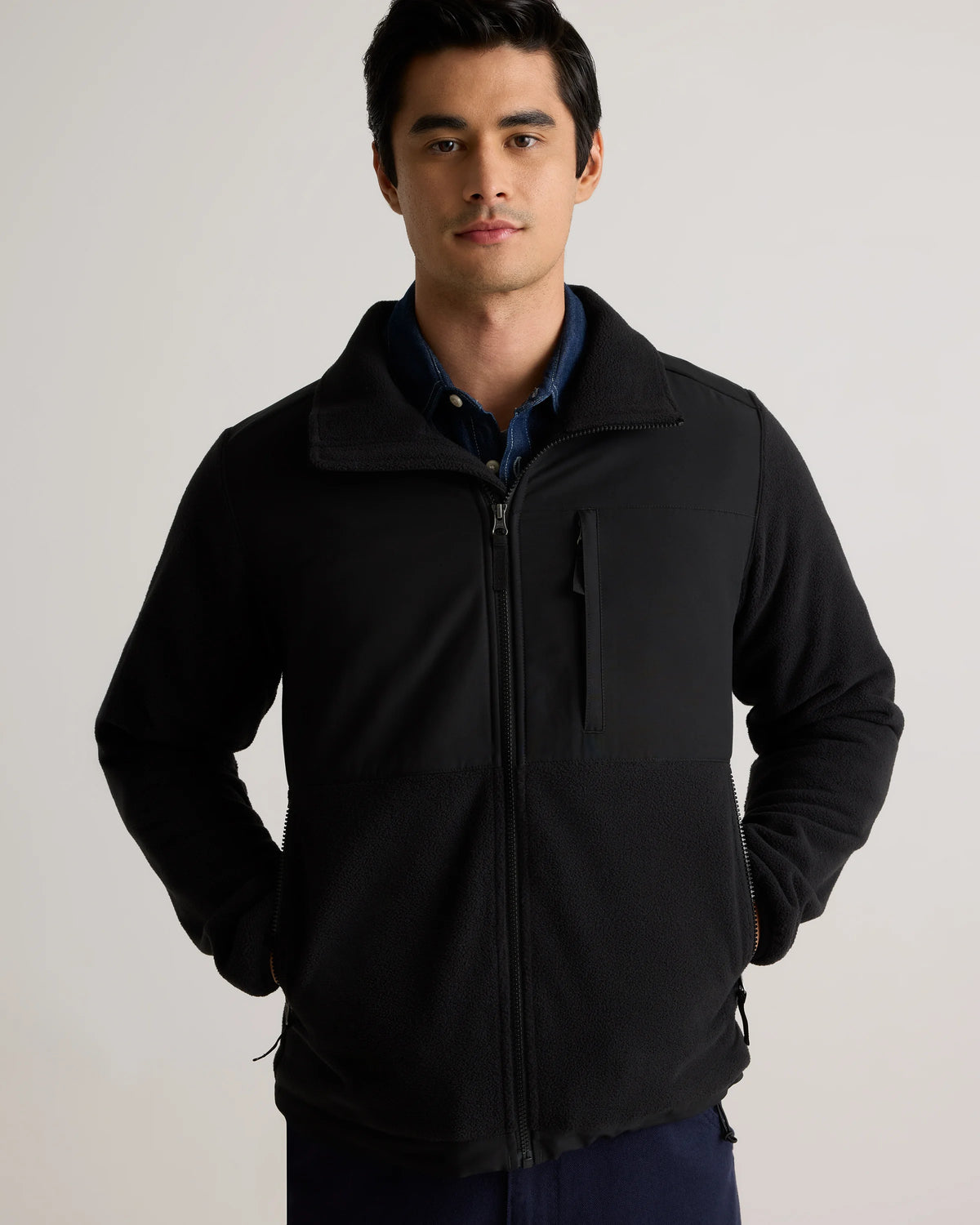 Polar Fleece Full-Zip Jacket - S / Gravel/Bold Black
