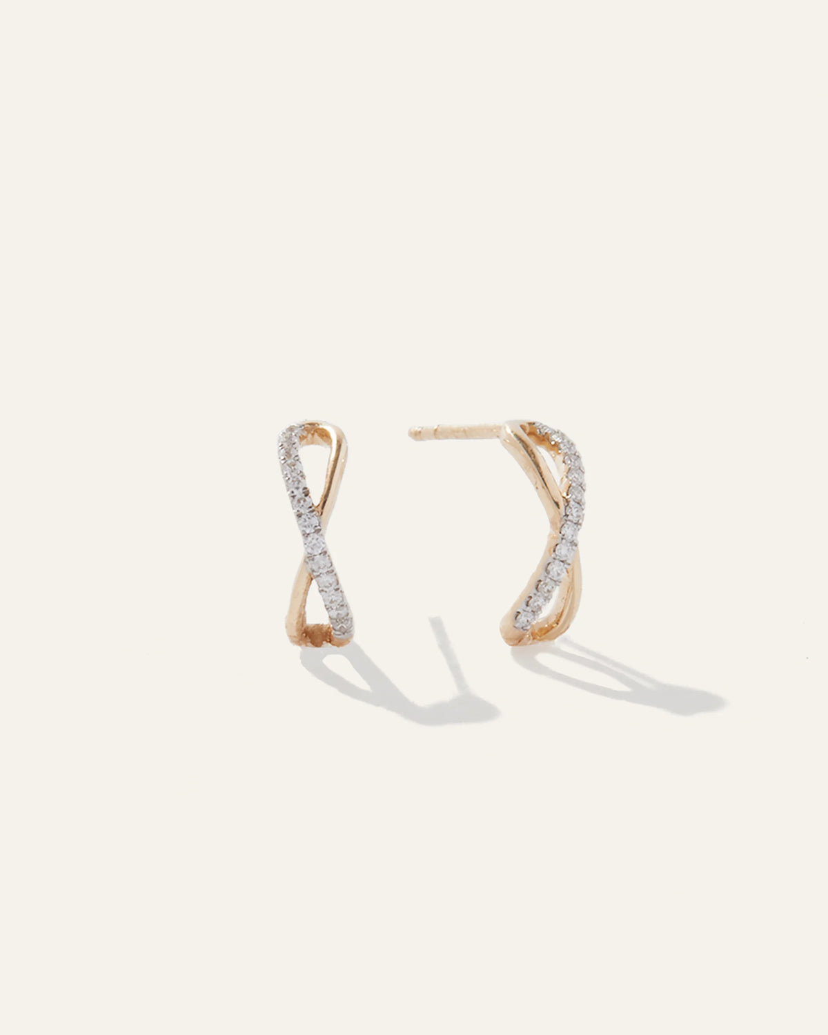 14K Gold Pave Diamond X Hoops - One Size / Yellow Gold