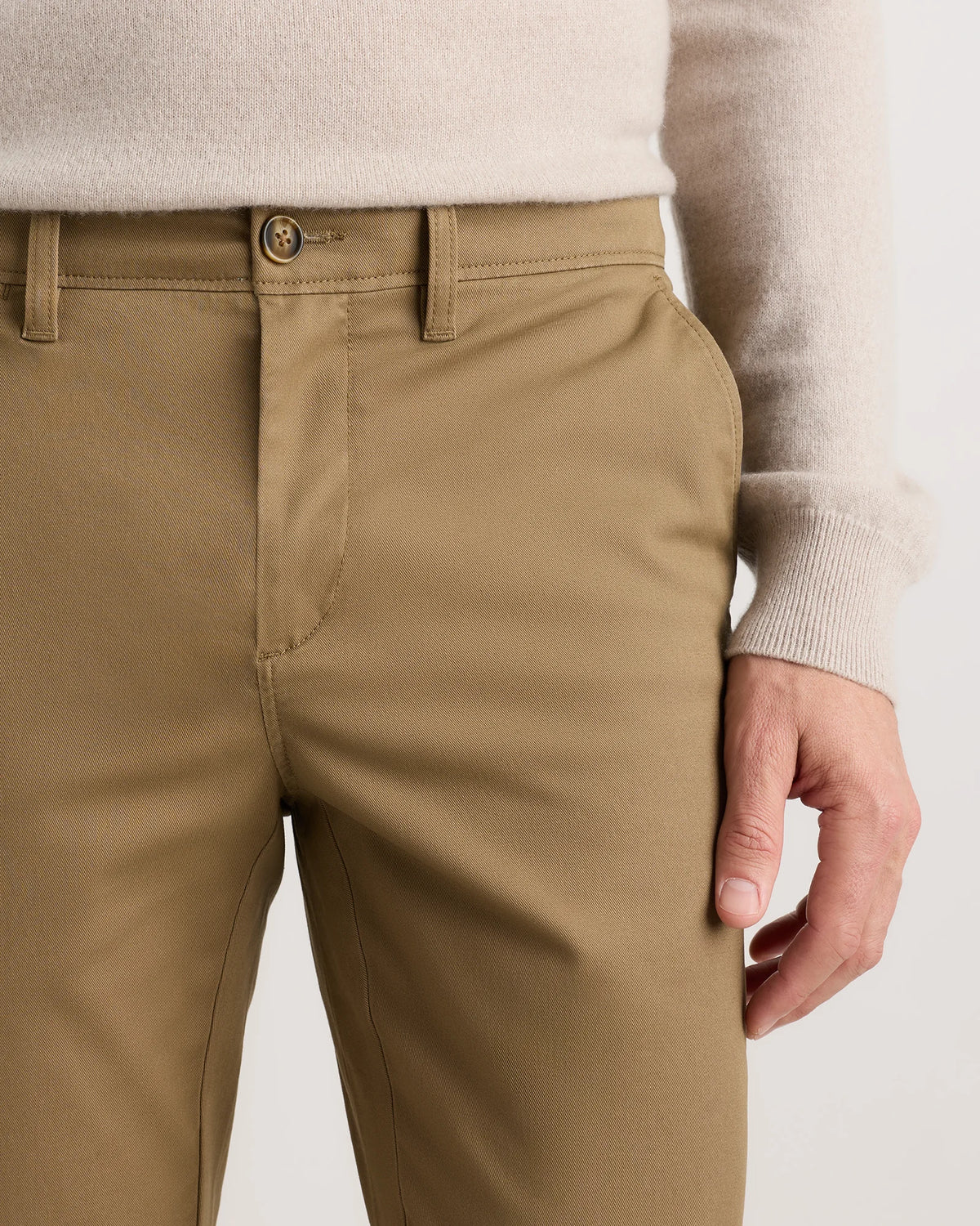 Organic Cotton Stretch Chino Pants - Slim - 30X30 / Stone