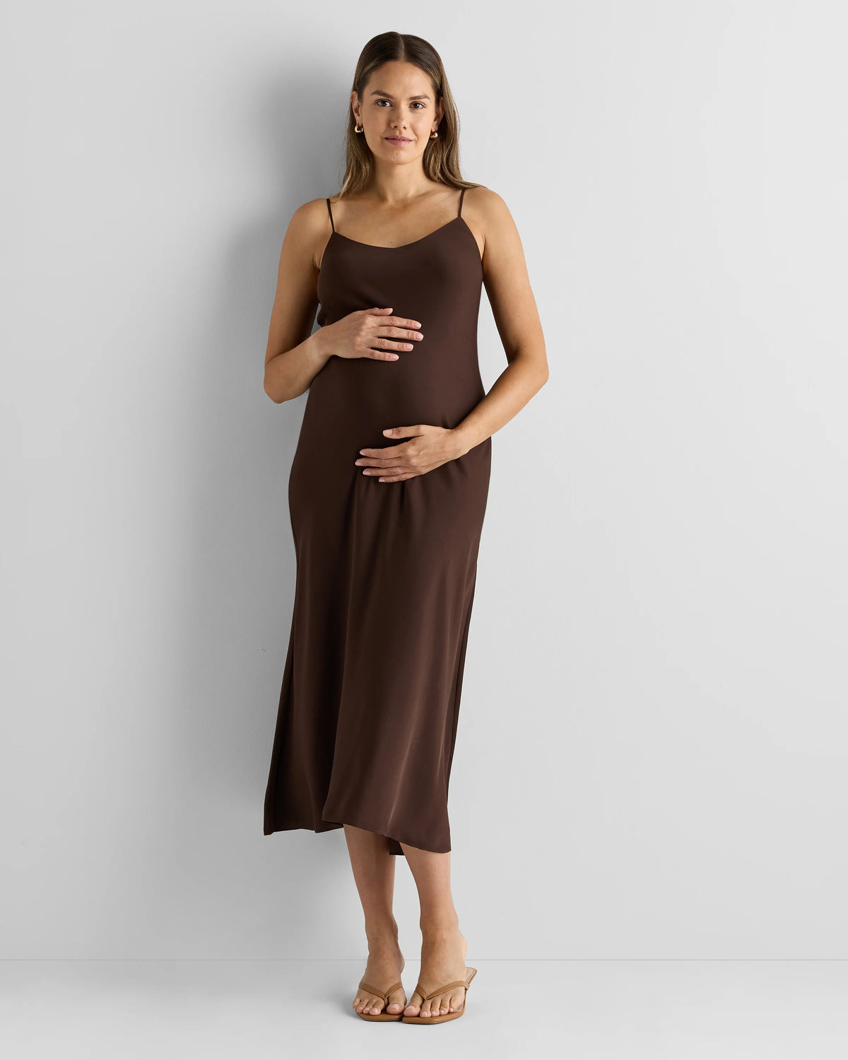 Washable Stretch Silk Maternity Slip Dress - XS / Moonstone Blue Heirloom Floral