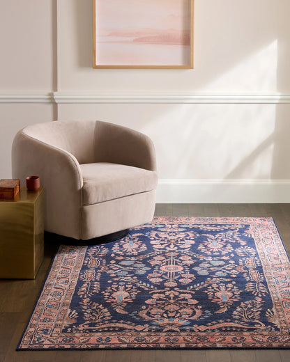 Rosalie Washable Rug - 3'9" x 5'6" / Navy