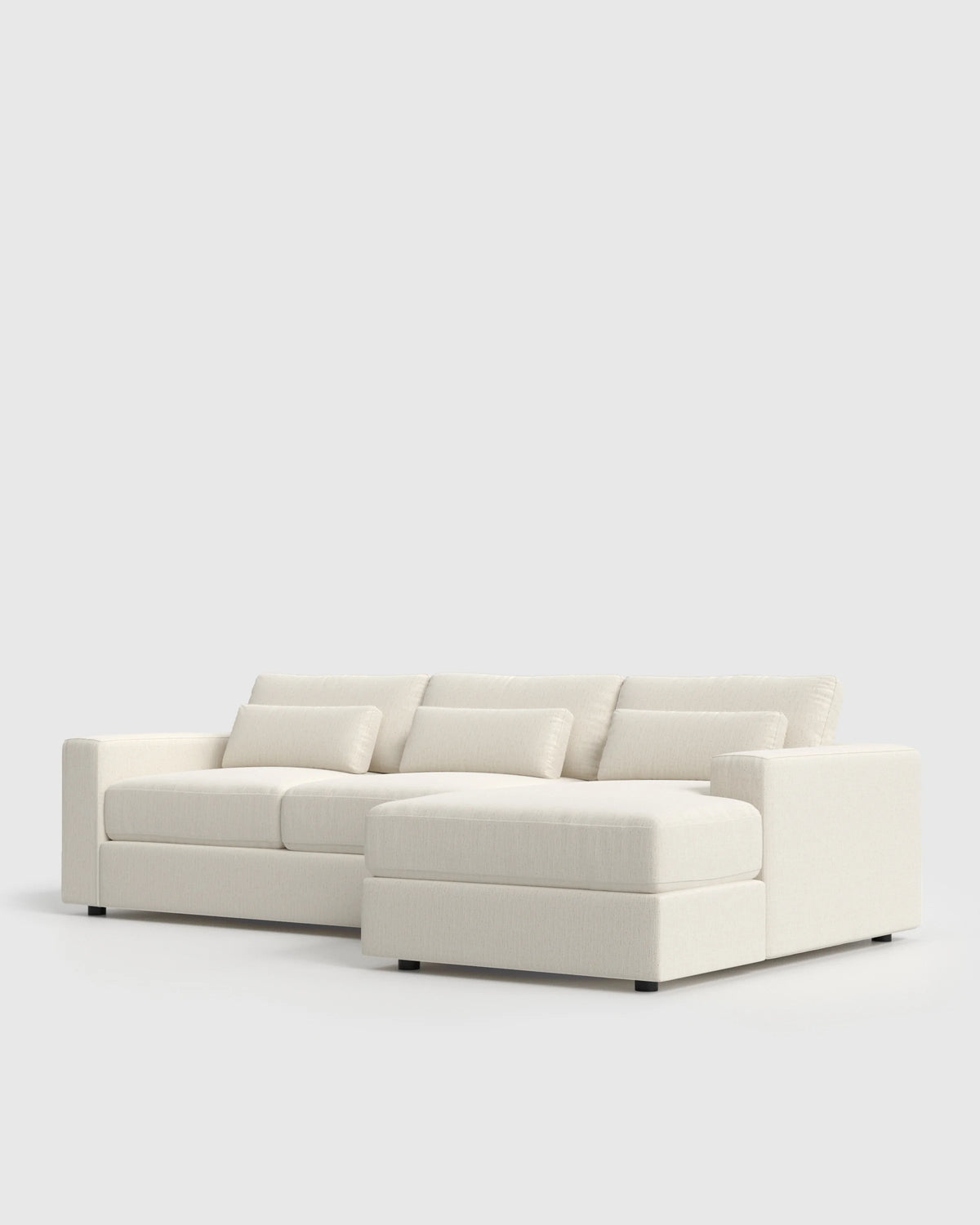 Ashford Deep Seat Chaise Sectional in Performance Chenille Linen Blend - 119" Right Arm / Ink