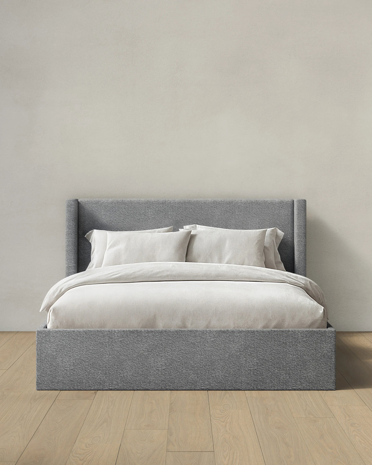 Plush Boucle Wingback Bed - Full / Ivory