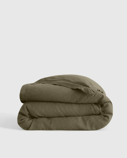 European Linen Double Flange Duvet Cover - Twin / Pine