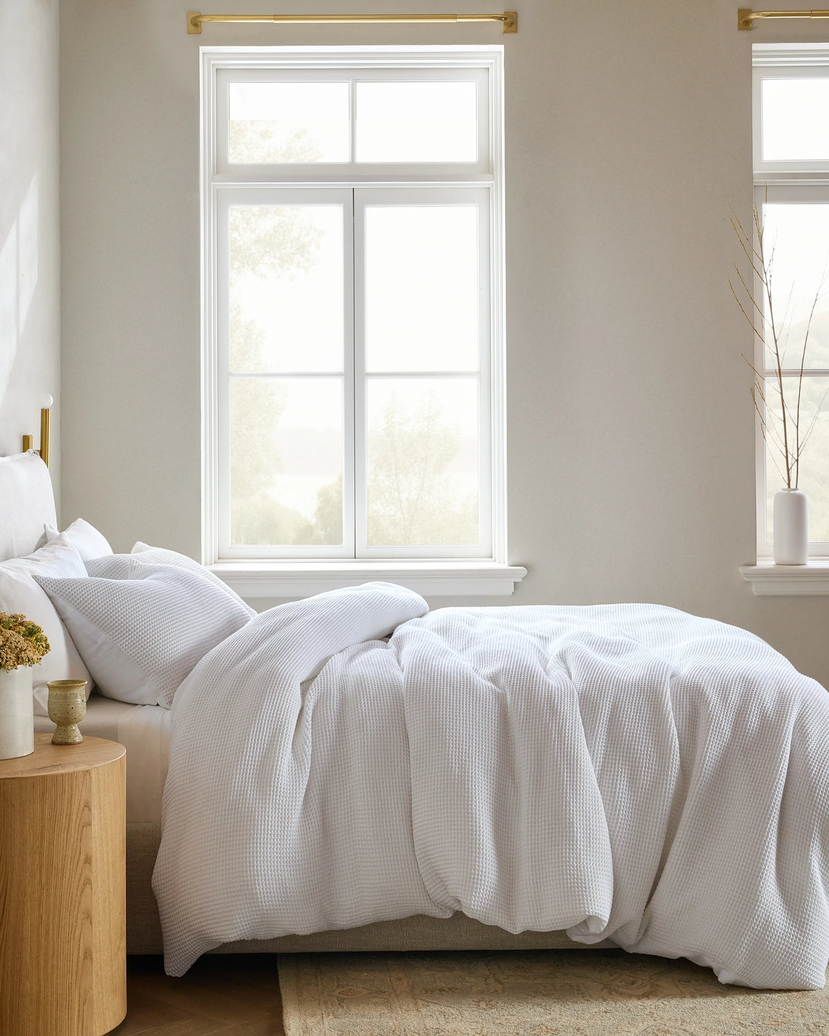 Organic Waffle Duvet Cover - Twin / White